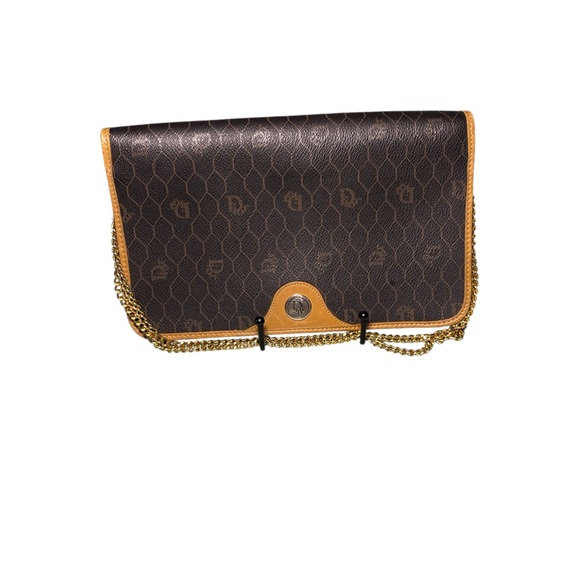 Dior Handbags - Vintage Christian Dior Honeycomb Chain Crossbody Bag - Brown & Tan
